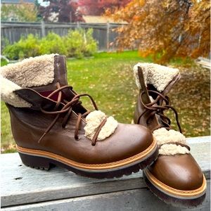 TOMMY HILFIGER Leather & Fur Brown Boots Women’s Size 10